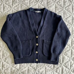 Alex Mill Navy Cotton V Neck Cardigan